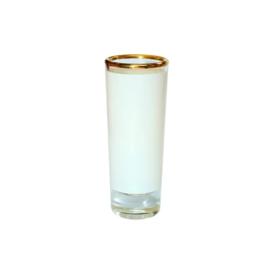 Copo Vidro 60ML Cristal Min Drink | Tarja Branca Borda Ouro