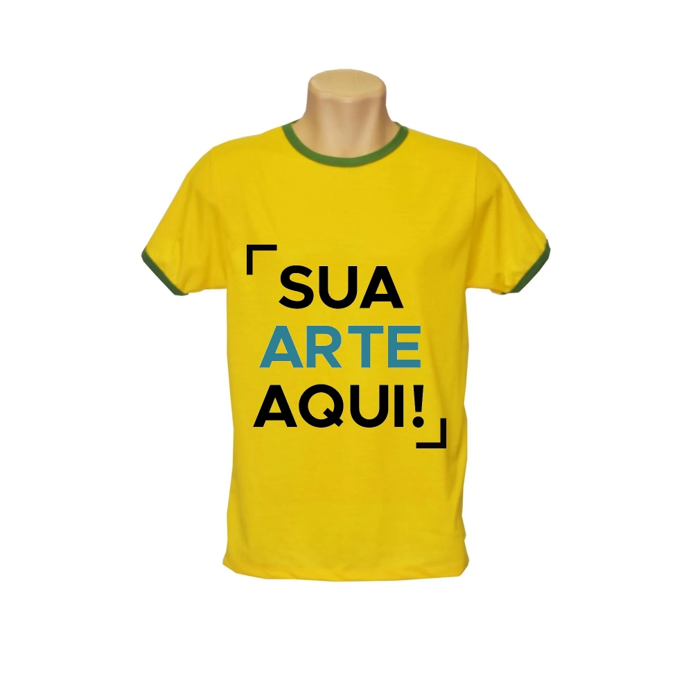 Camiseta Adulta Manga Curta Verde / Amarela-c206