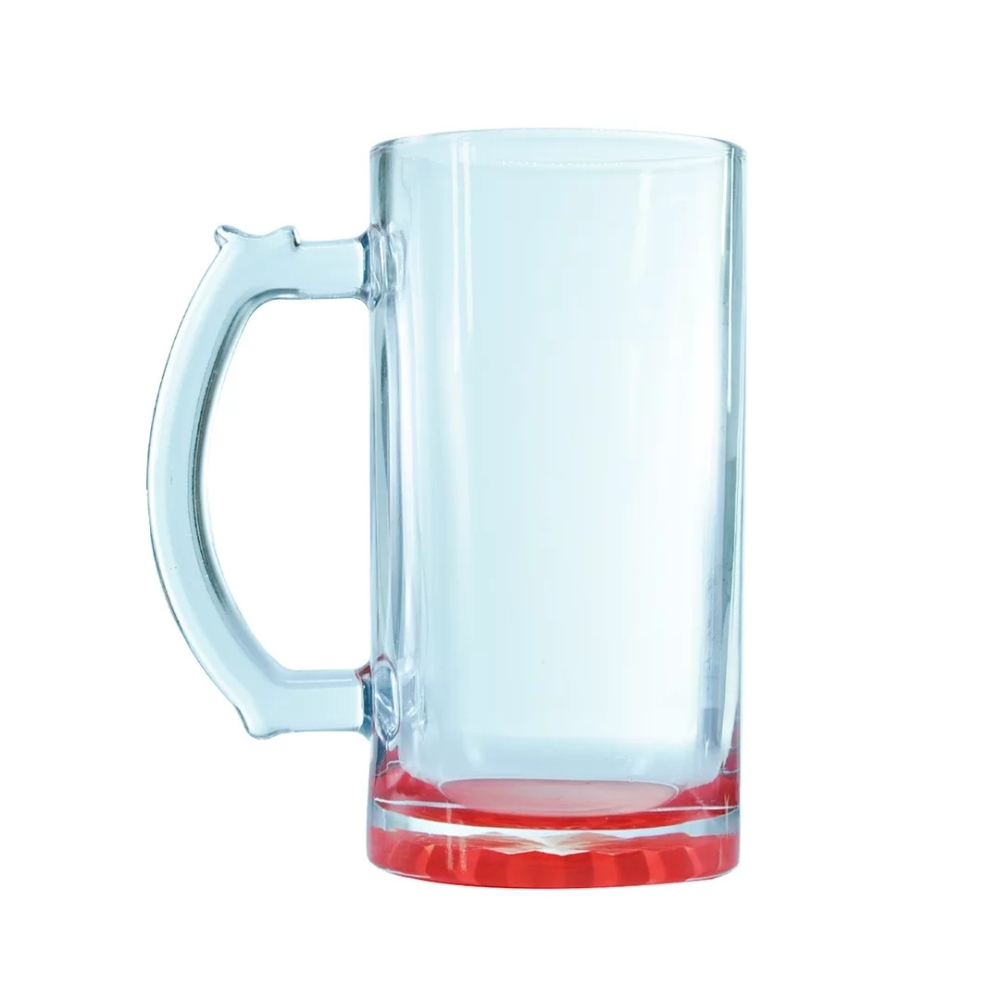 Caneca Vidro Chopp 475ML Cristal Base Colorida Com Suporte