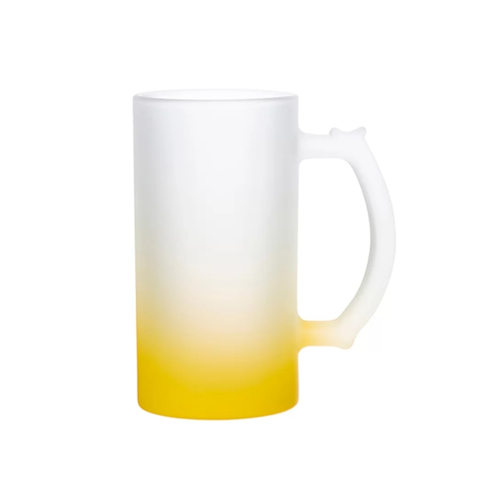 Caneca Vidro Chopp 475ML Fosco Lisa Degradê Com Suporte Várias Cores-3440L