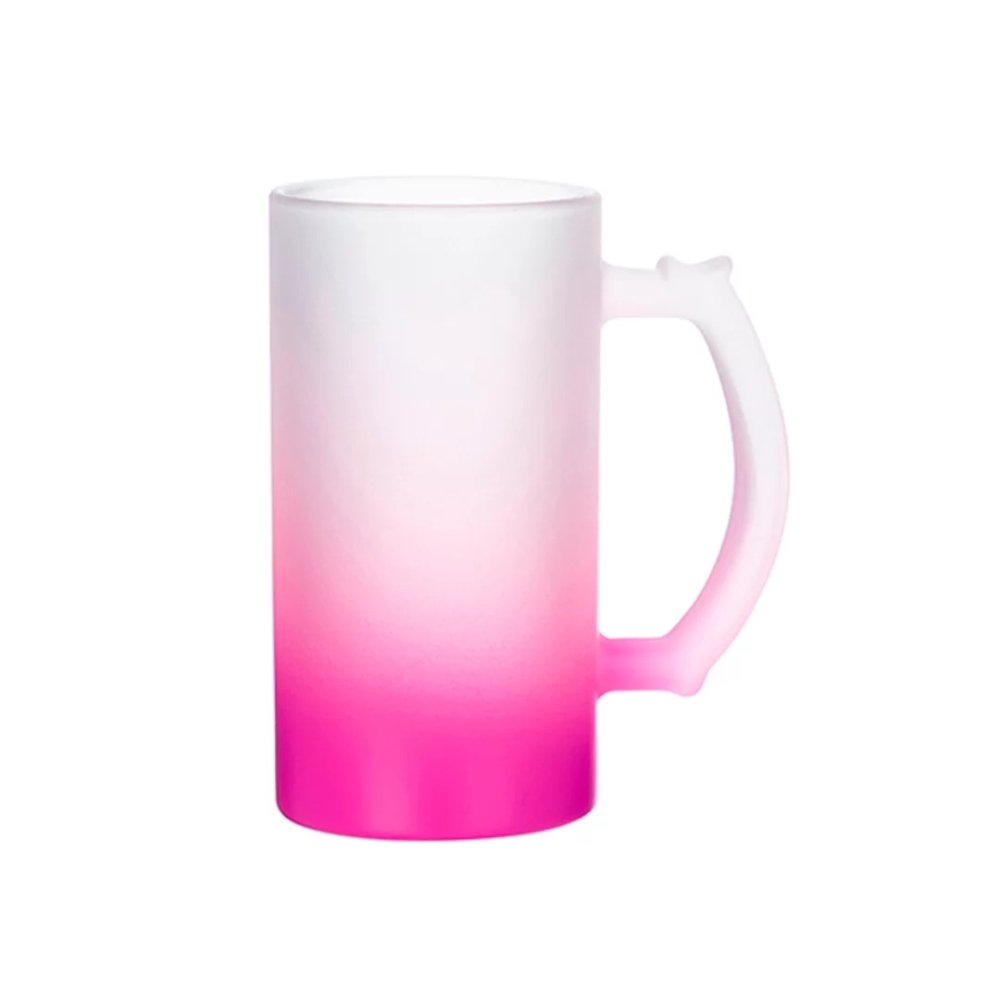 Caneca Vidro Chopp 475ML Fosco Lisa Degradê Com Suporte Várias Cores