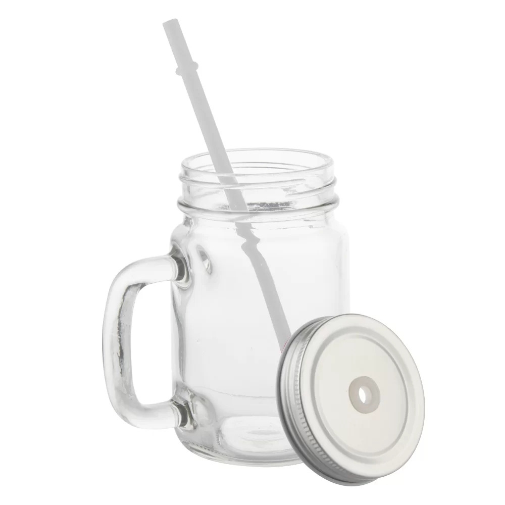 Caneca Vidro Modelo Jarra com Tampa 475ML Cristal-1959L