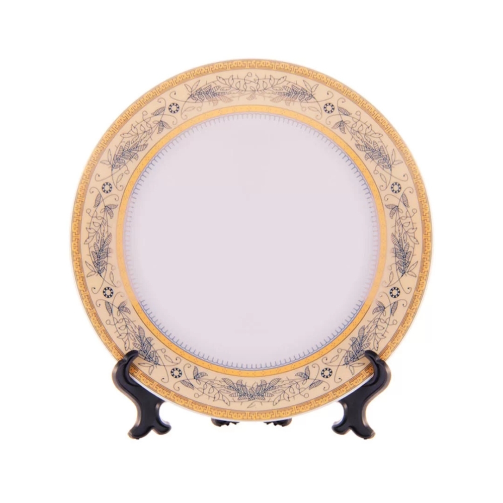 Prato Cerâmica Borda Dourada Com Desenho-2785L